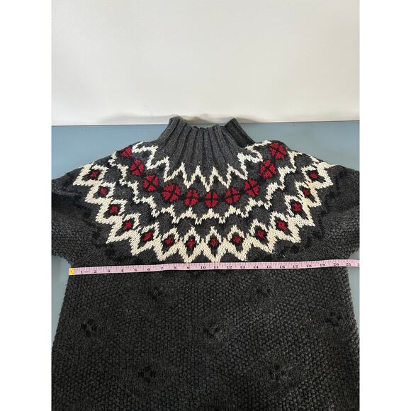 Vintage Moda International knit fair isles sweater size M grey mock neck - Picture 7 of 7